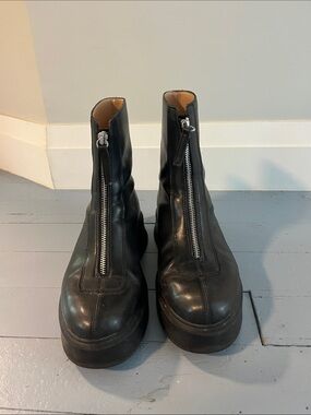 Steve Madden Black Leather Platform Ankle Boots